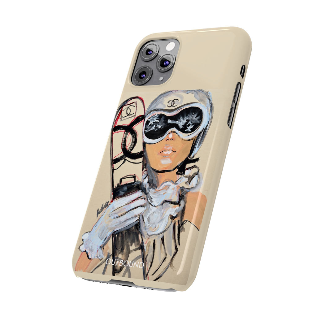 Ski Chic Slim Phone Case — Fashionable Ski Girl Illustration