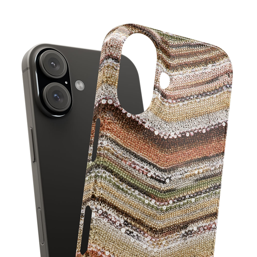 Slim Phone Case — Boho Knit Chevron Pattern, Earthy Neutral Stripes