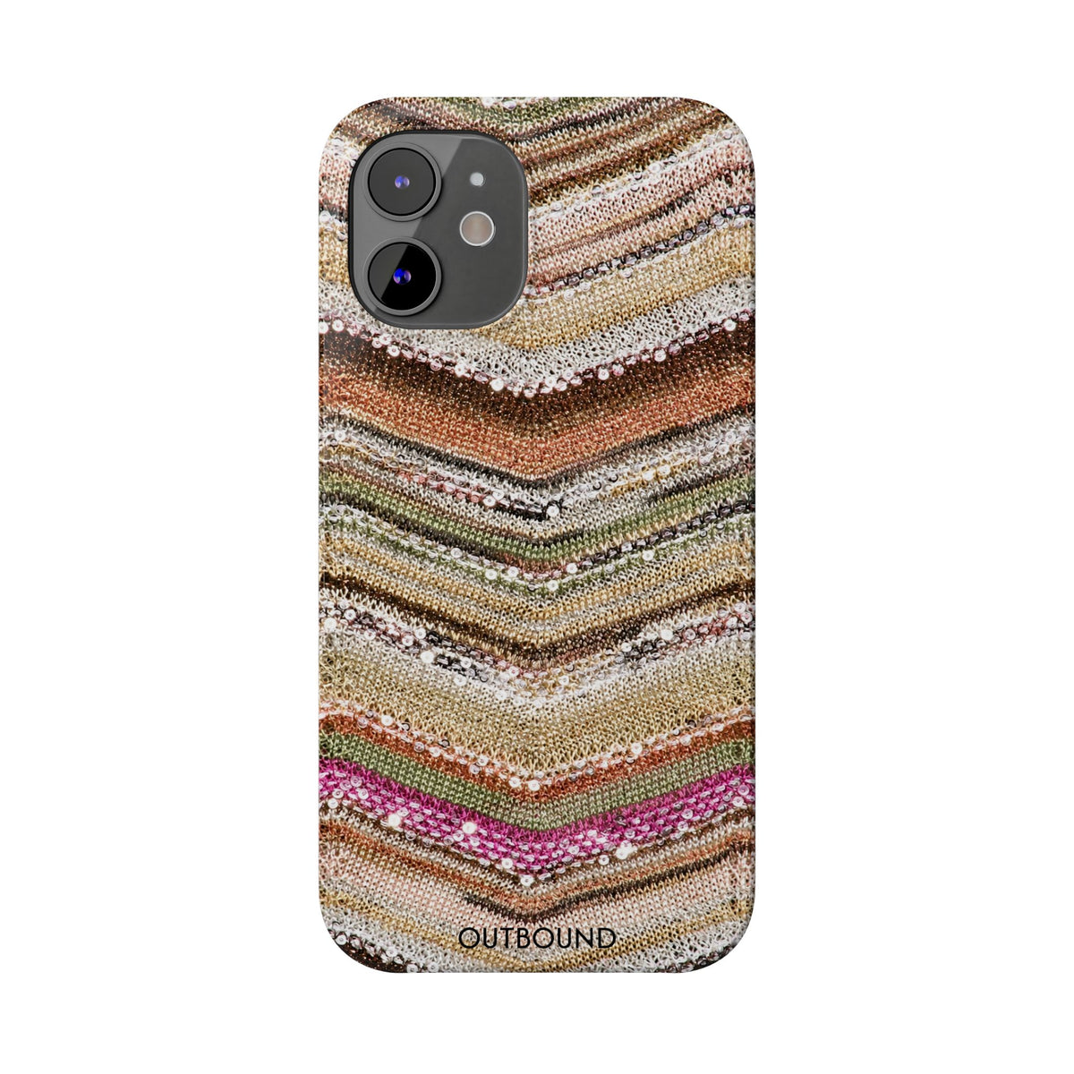 Slim Phone Case — Boho Knit Chevron Pattern, Earthy Neutral Stripes