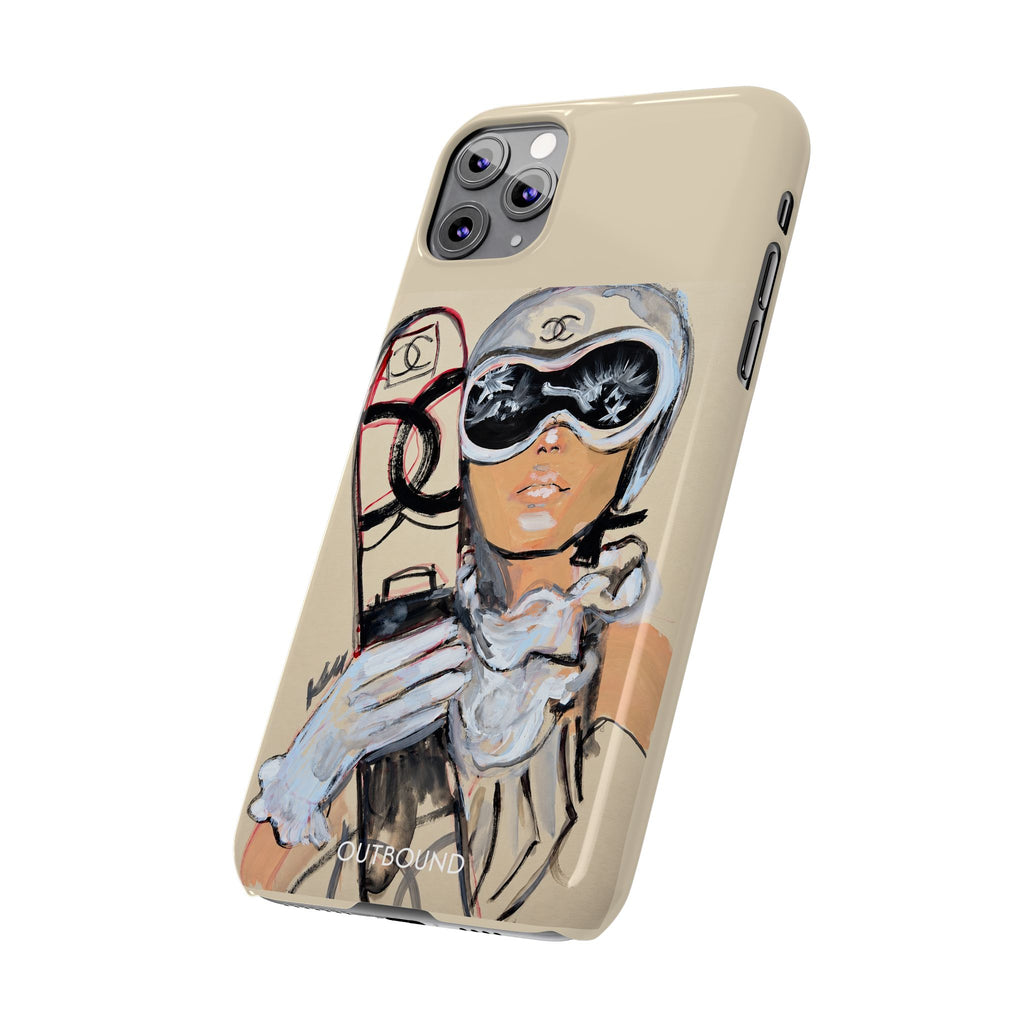 Ski Chic Slim Phone Case — Fashionable Ski Girl Illustration