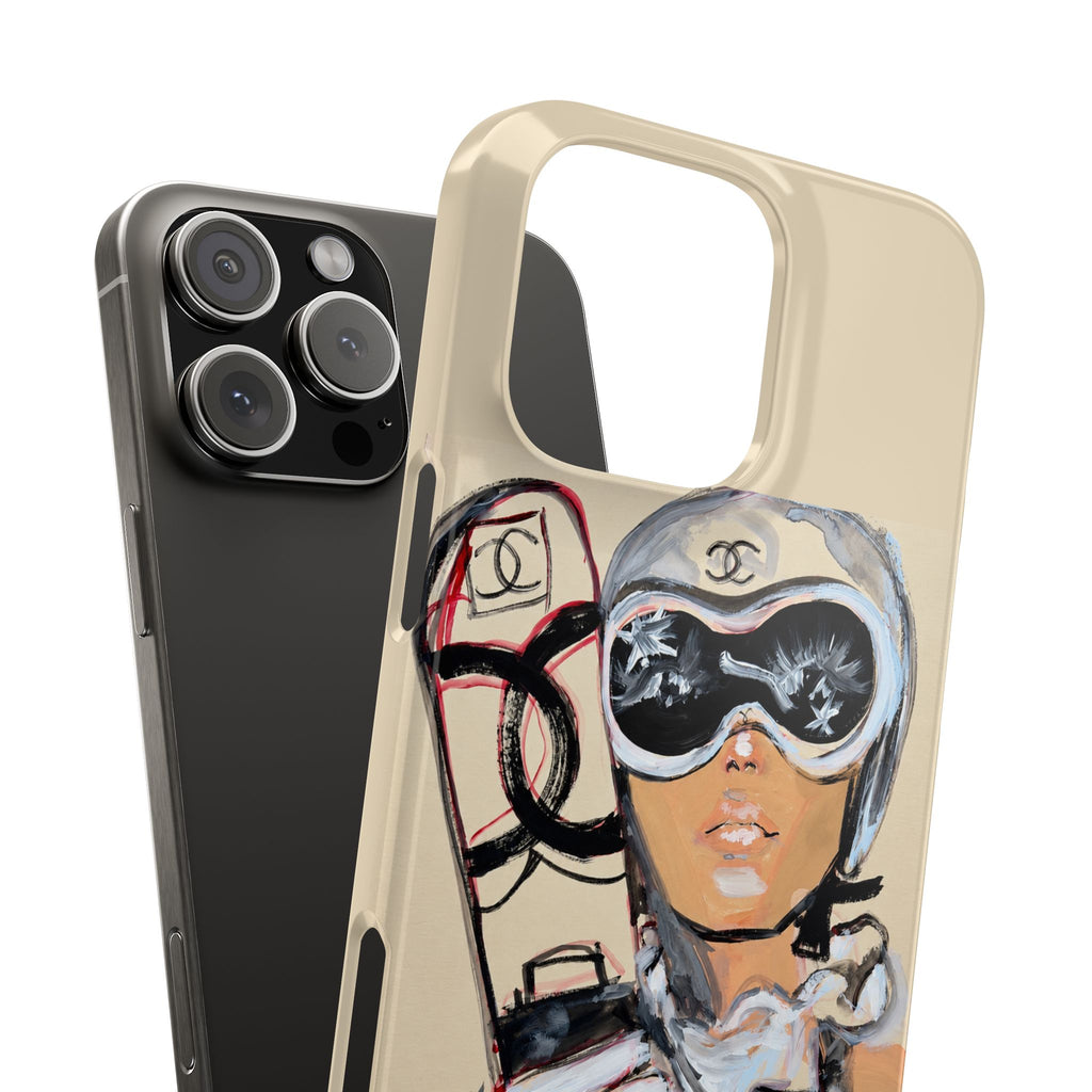 Ski Chic Slim Phone Case — Fashionable Ski Girl Illustration