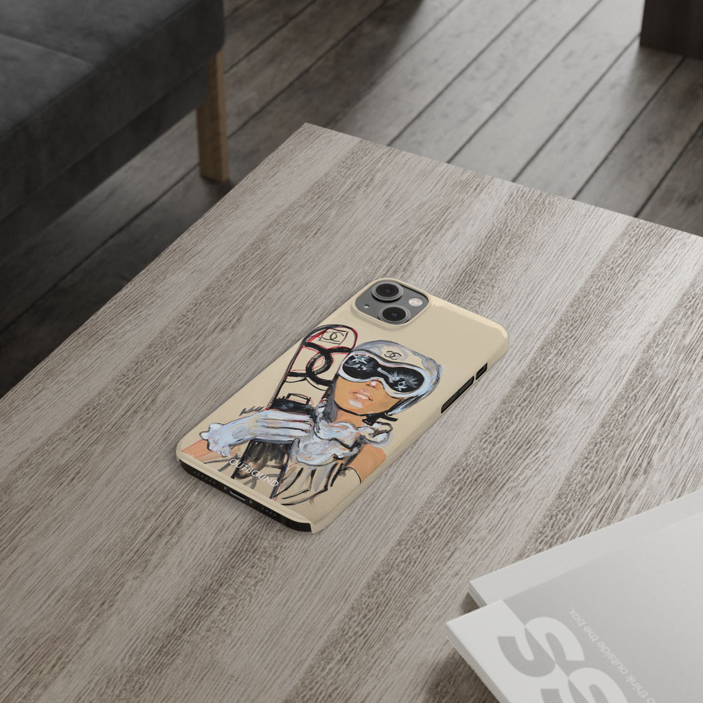 Ski Chic Slim Phone Case — Fashionable Ski Girl Illustration