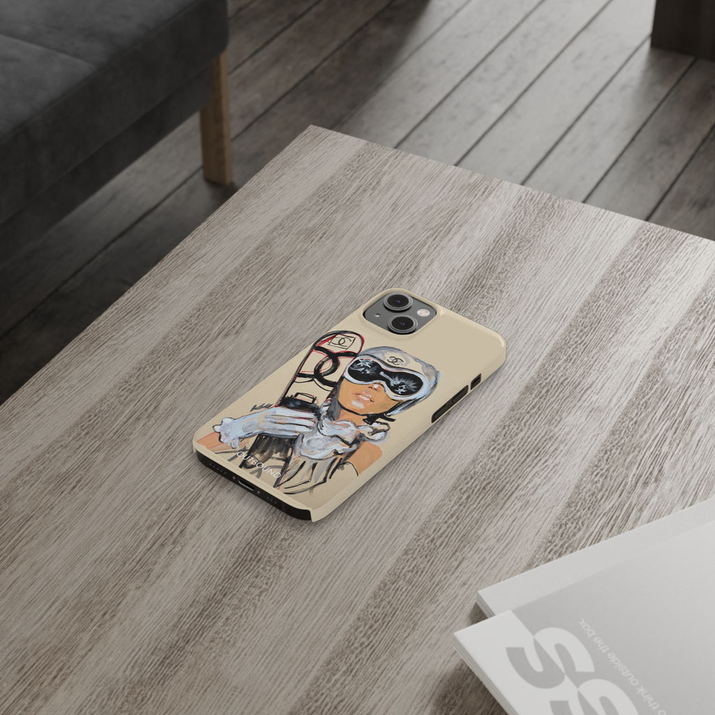 Ski Chic Slim Phone Case — Fashionable Ski Girl Illustration