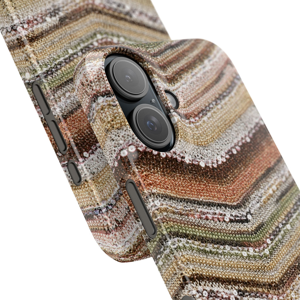 Slim Phone Case — Boho Knit Chevron Pattern, Earthy Neutral Stripes