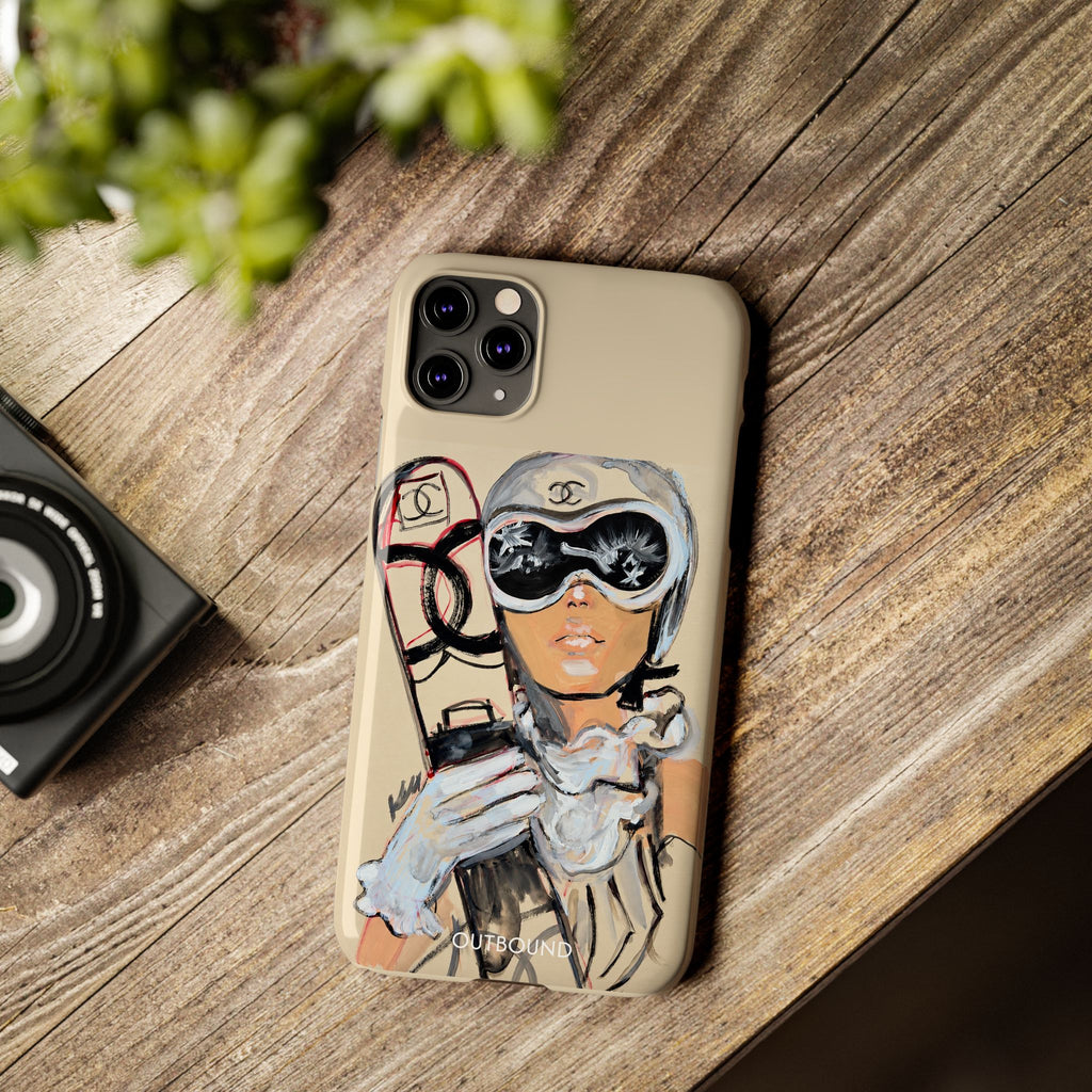 Ski Chic Slim Phone Case — Fashionable Ski Girl Illustration