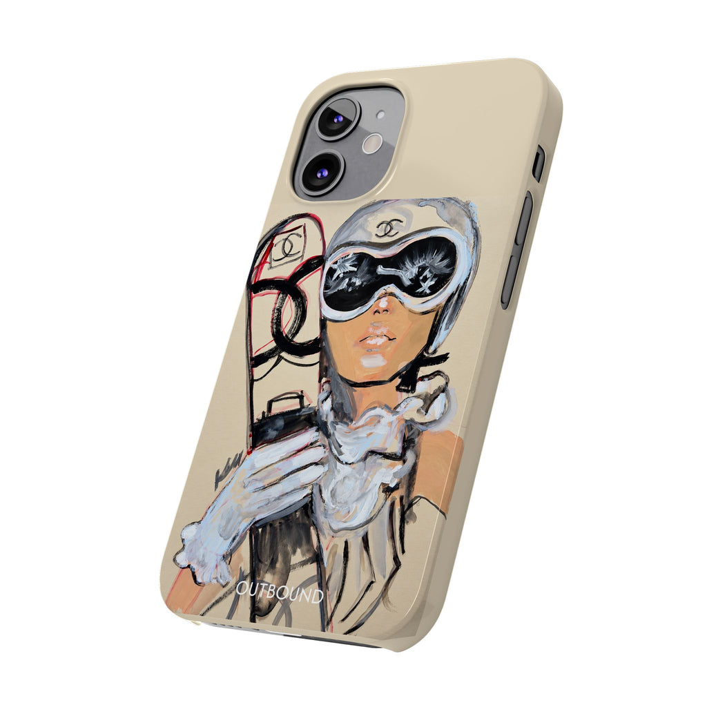 Ski Chic Slim Phone Case — Fashionable Ski Girl Illustration