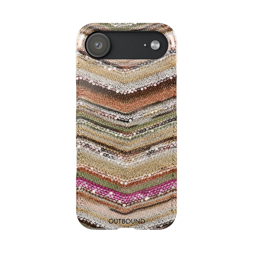 Slim Phone Case — Boho Knit Chevron Pattern, Earthy Neutral Stripes