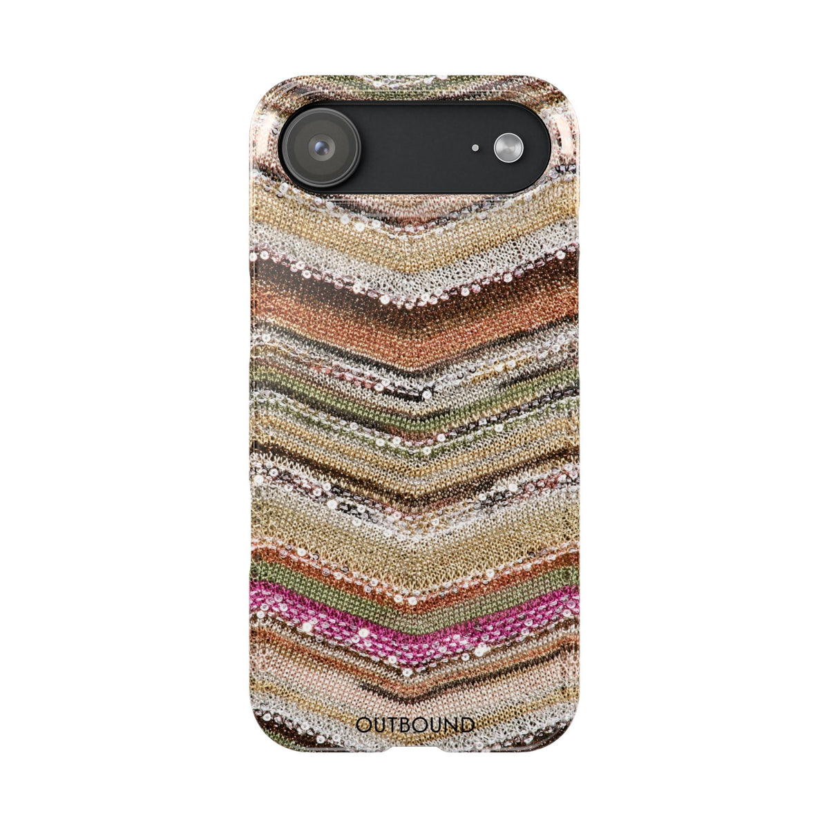 Slim Phone Case — Boho Knit Chevron Pattern, Earthy Neutral Stripes
