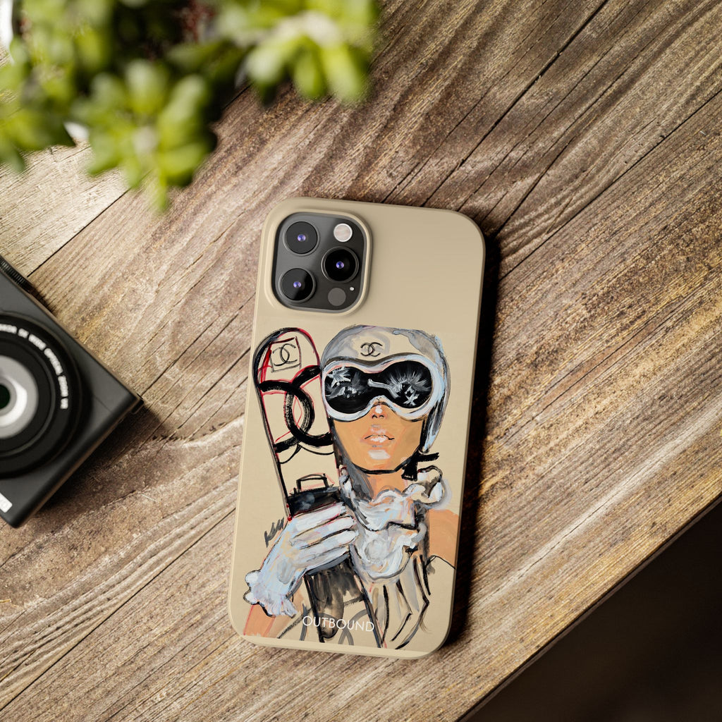 Ski Chic Slim Phone Case — Fashionable Ski Girl Illustration
