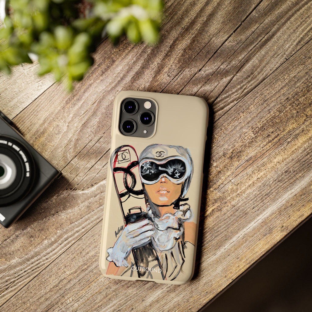 Ski Chic Slim Phone Case — Fashionable Ski Girl Illustration