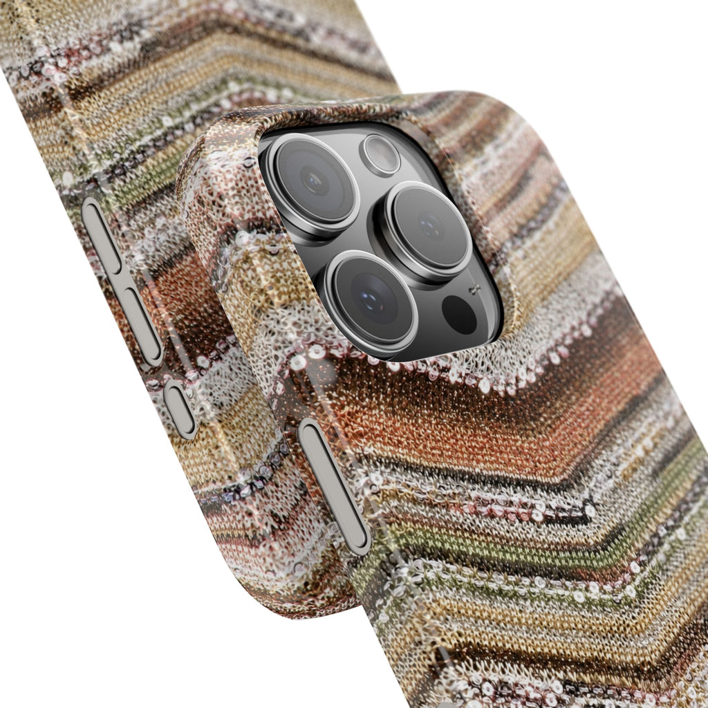 Slim Phone Case — Boho Knit Chevron Pattern, Earthy Neutral Stripes