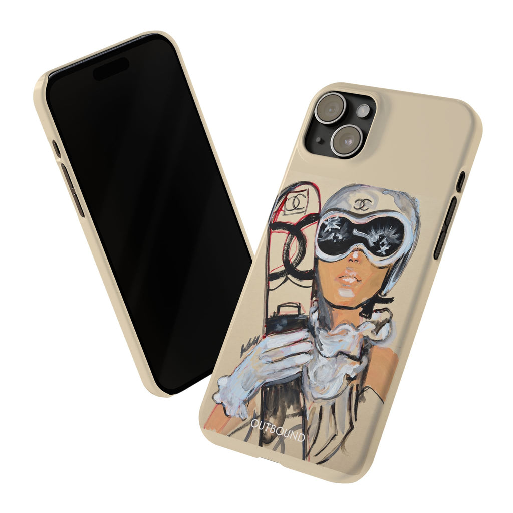 Ski Chic Slim Phone Case — Fashionable Ski Girl Illustration