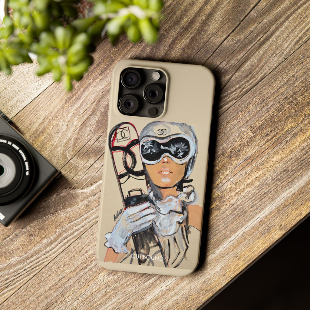 Ski Chic Slim Phone Case — Fashionable Ski Girl Illustration