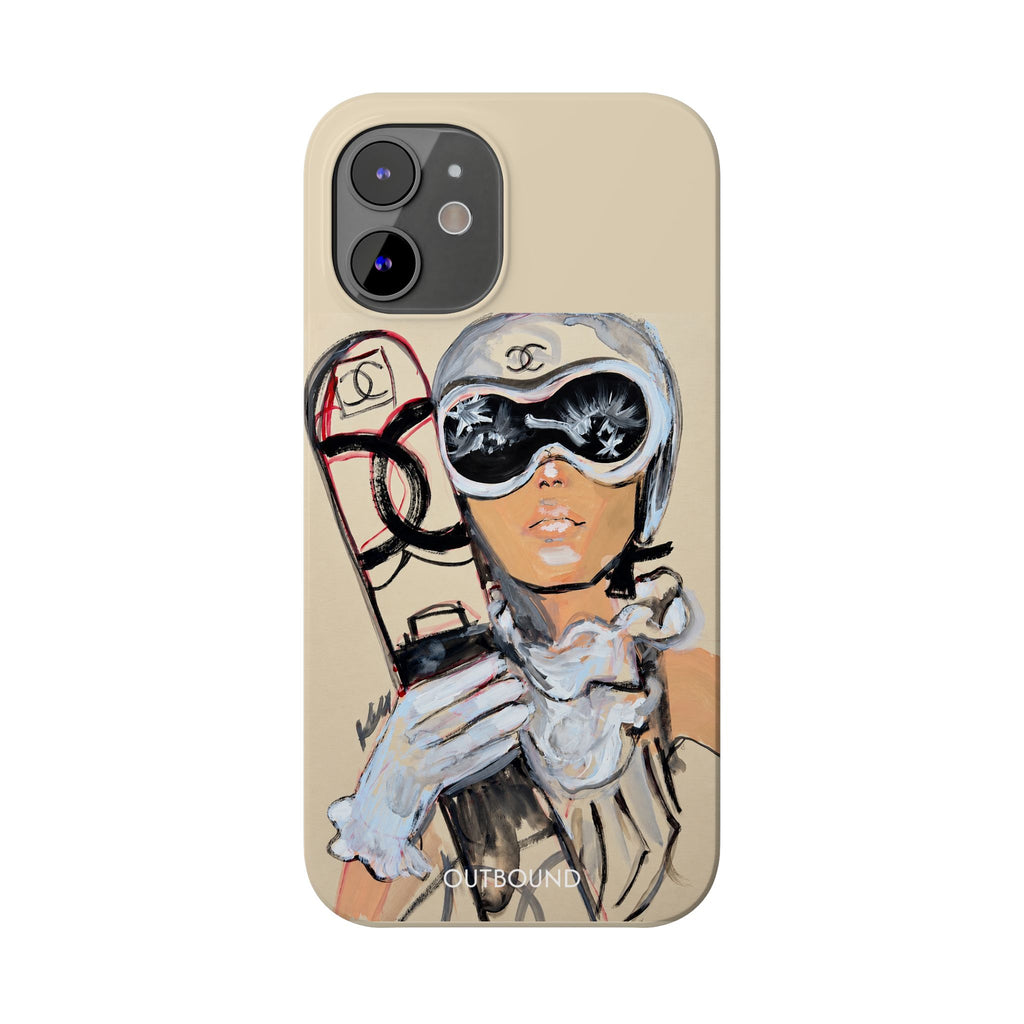 Ski Chic Slim Phone Case — Fashionable Ski Girl Illustration