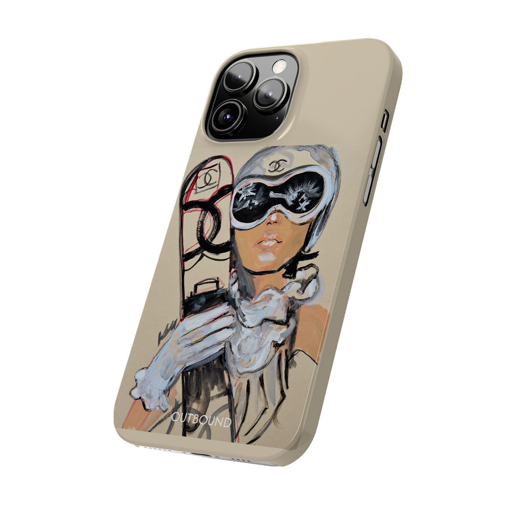 Ski Chic Slim Phone Case — Fashionable Ski Girl Illustration