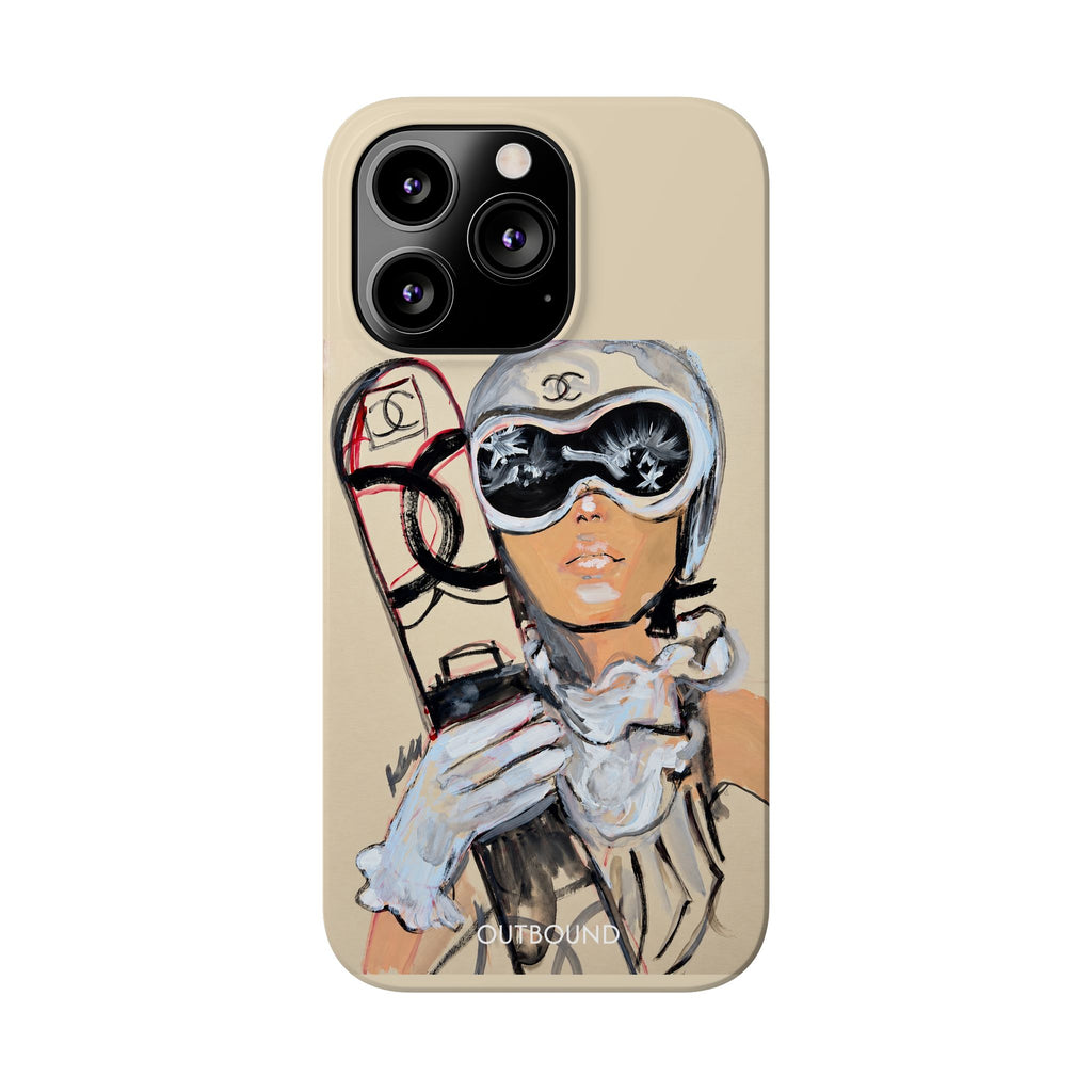 Ski Chic Slim Phone Case — Fashionable Ski Girl Illustration