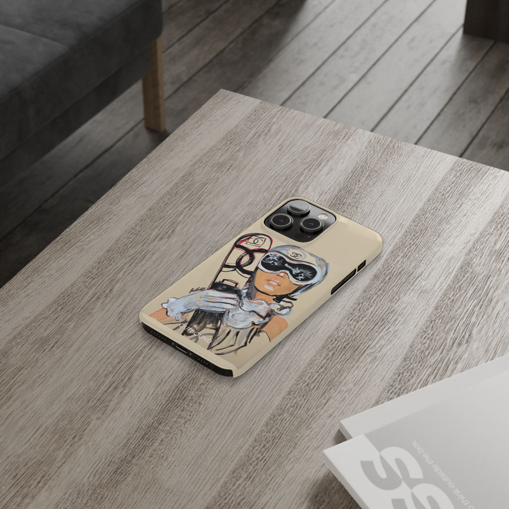 Ski Chic Slim Phone Case — Fashionable Ski Girl Illustration