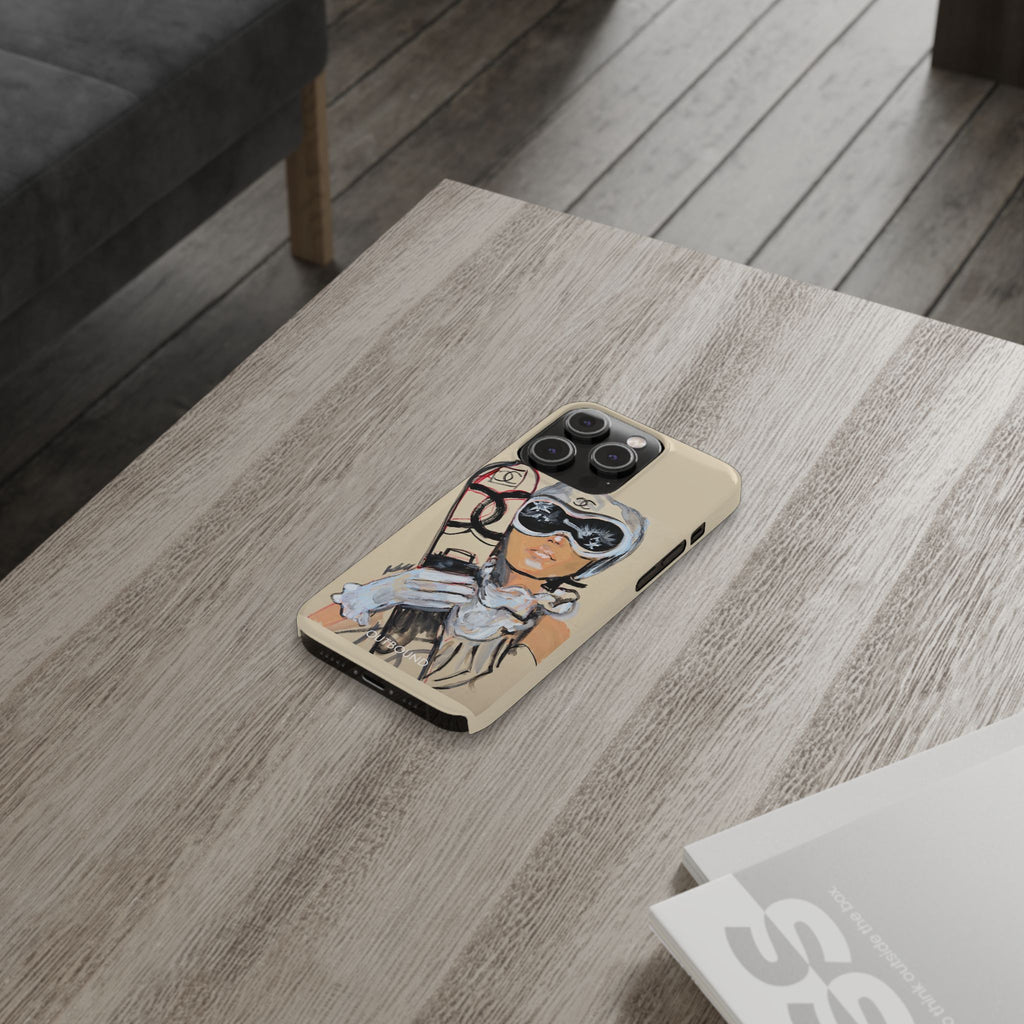 Ski Chic Slim Phone Case — Fashionable Ski Girl Illustration