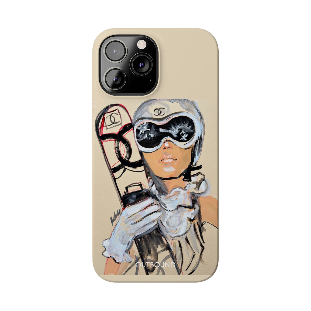 Ski Chic Slim Phone Case — Fashionable Ski Girl Illustration