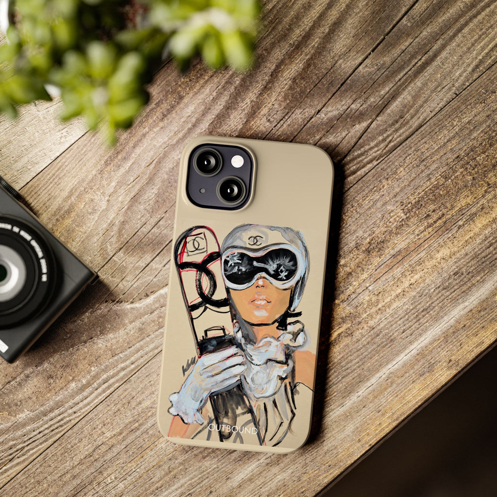 Ski Chic Slim Phone Case — Fashionable Ski Girl Illustration