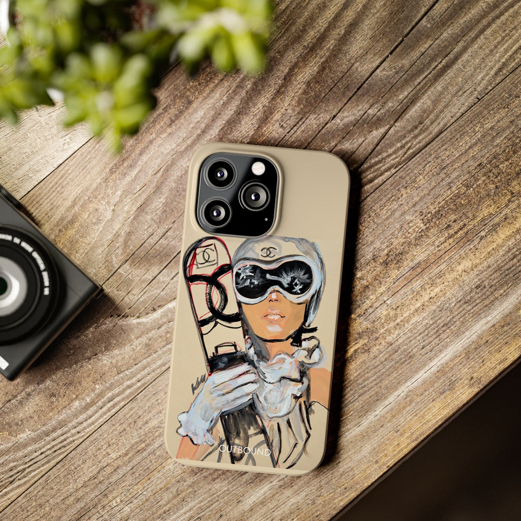 Ski Chic Slim Phone Case — Fashionable Ski Girl Illustration