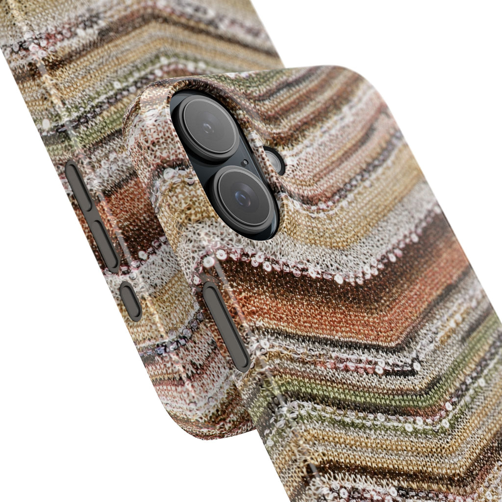 Slim Phone Case — Boho Knit Chevron Pattern, Earthy Neutral Stripes