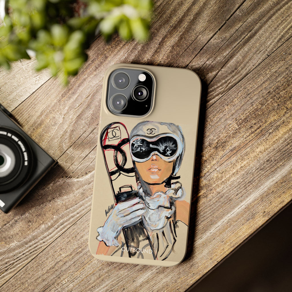 Ski Chic Slim Phone Case — Fashionable Ski Girl Illustration