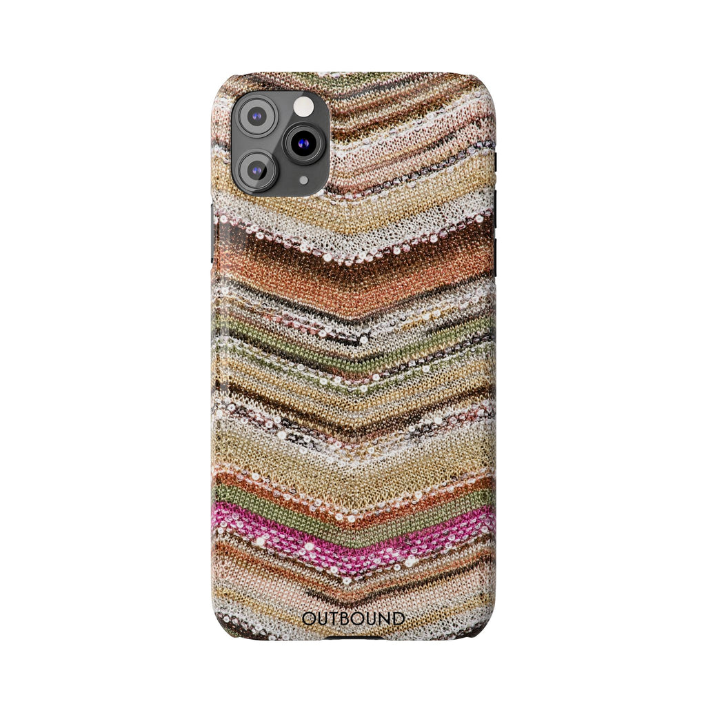 Slim Phone Case — Boho Knit Chevron Pattern, Earthy Neutral Stripes