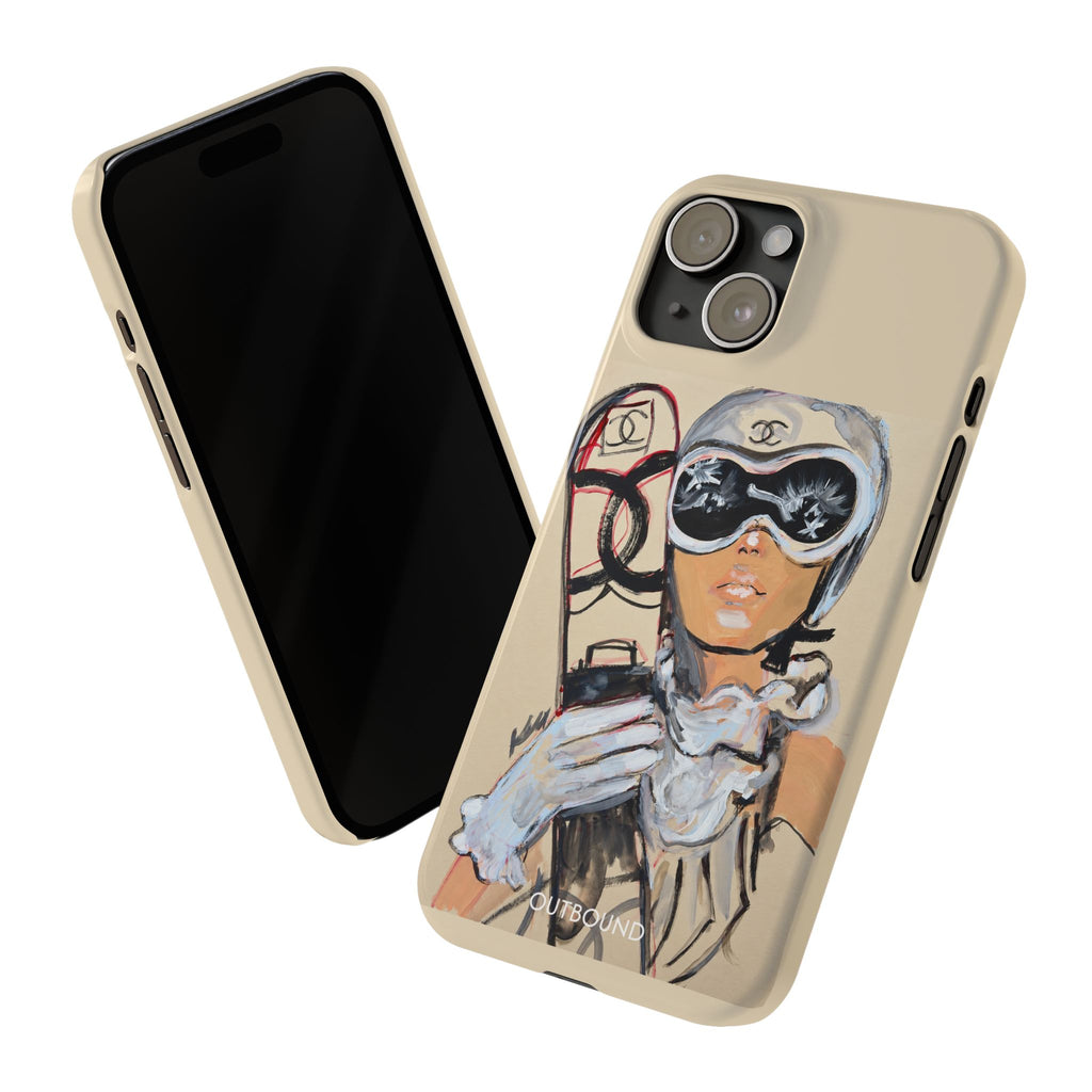 Ski Chic Slim Phone Case — Fashionable Ski Girl Illustration